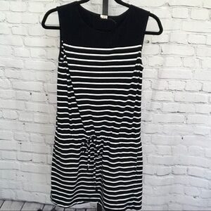 J Crew Striped Dress With Drawstring and Pockets